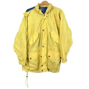 VTG Woolrich Adult Yellow Windbreaker Jacket MEDIUM Hoodie Ultrex Mesh Lined